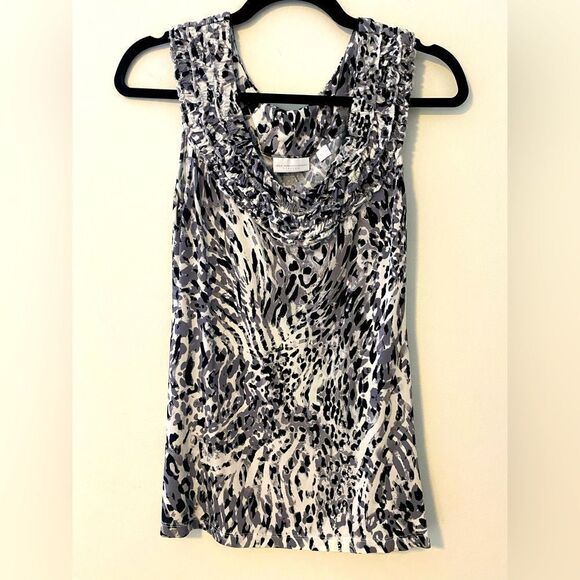 New York & Company Tops - Black, Gray & White Cheetah Print Sleeveless Blouse, Size S